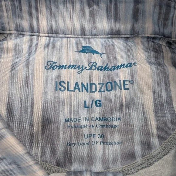 Tommy Bahama Shirt Mens L Gray Slate Tropical Tidepool Royale Polo Soft Stretch - Picture 6 of 8